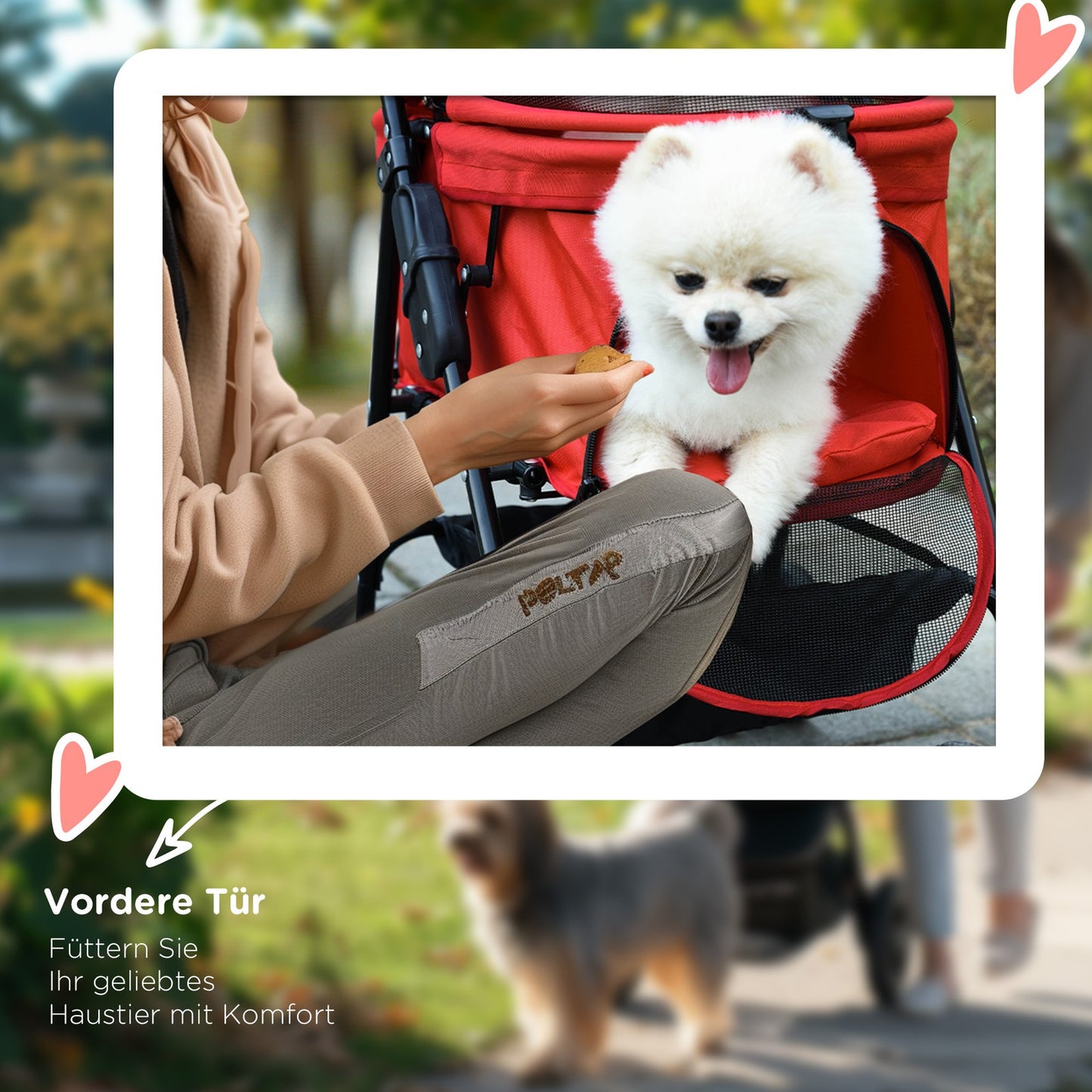 Hundewagen Pet Stroller Für Kleine Hunde Haustierwagen Klappbar Oxford Rot